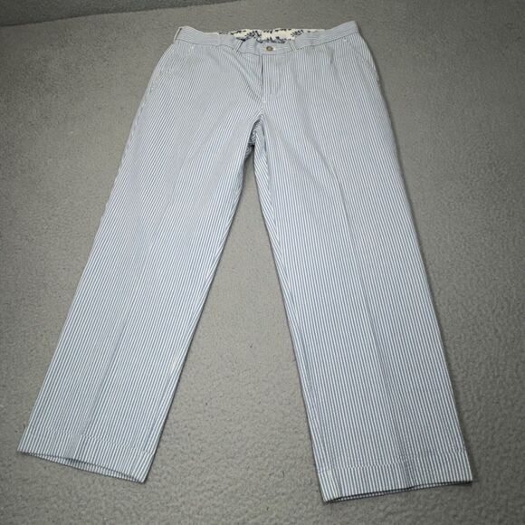 Polo Ralph Lauren Pants Men 34x27 Blue Chinos Seersucker Golf Stripe Railroad - Picture 1 of 16